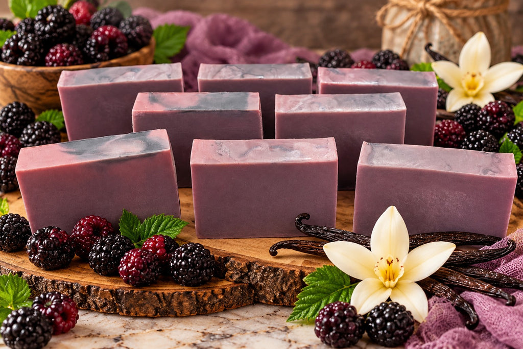 Black Raspberry Obsession goat milk soap with black raspberries and vanilla