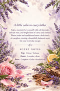 Lavender Fields scent poster: citrus and verbena, lavender and rose, camphor, cedar and sandalwood